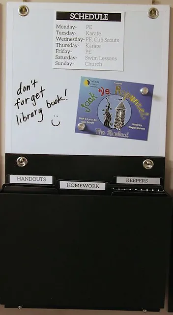 Dry erase board with organizer