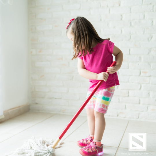 Teaching Kids Life Skills Young Girl Mopping