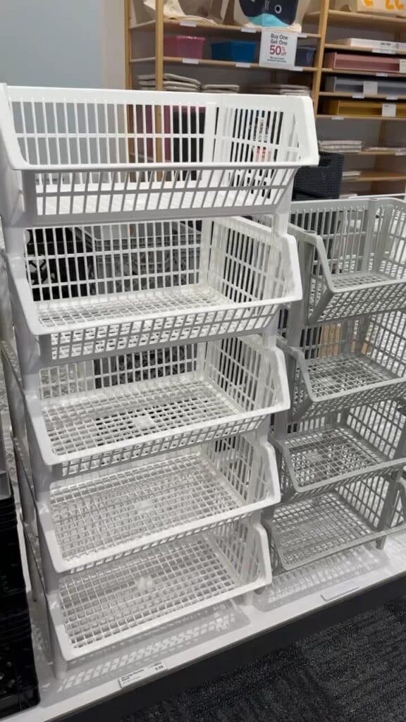 White stacking bins