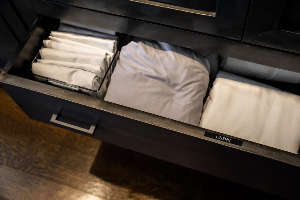 Bedding organized after a concierge move