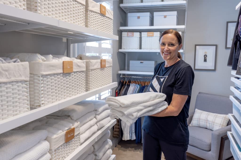 Susie Salinas organizing a closet
