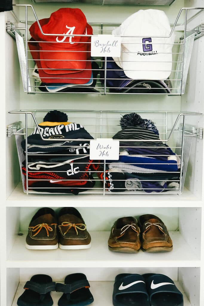 Drawers and shelves in a closet