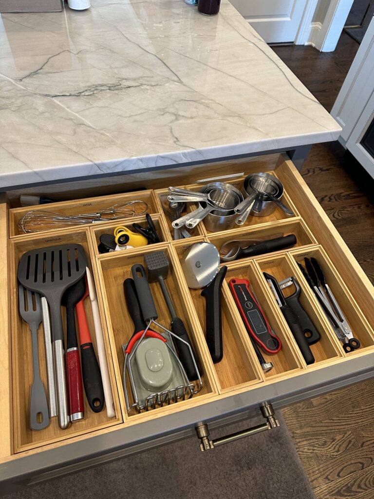 Kitchen drawer with bamboo dividers