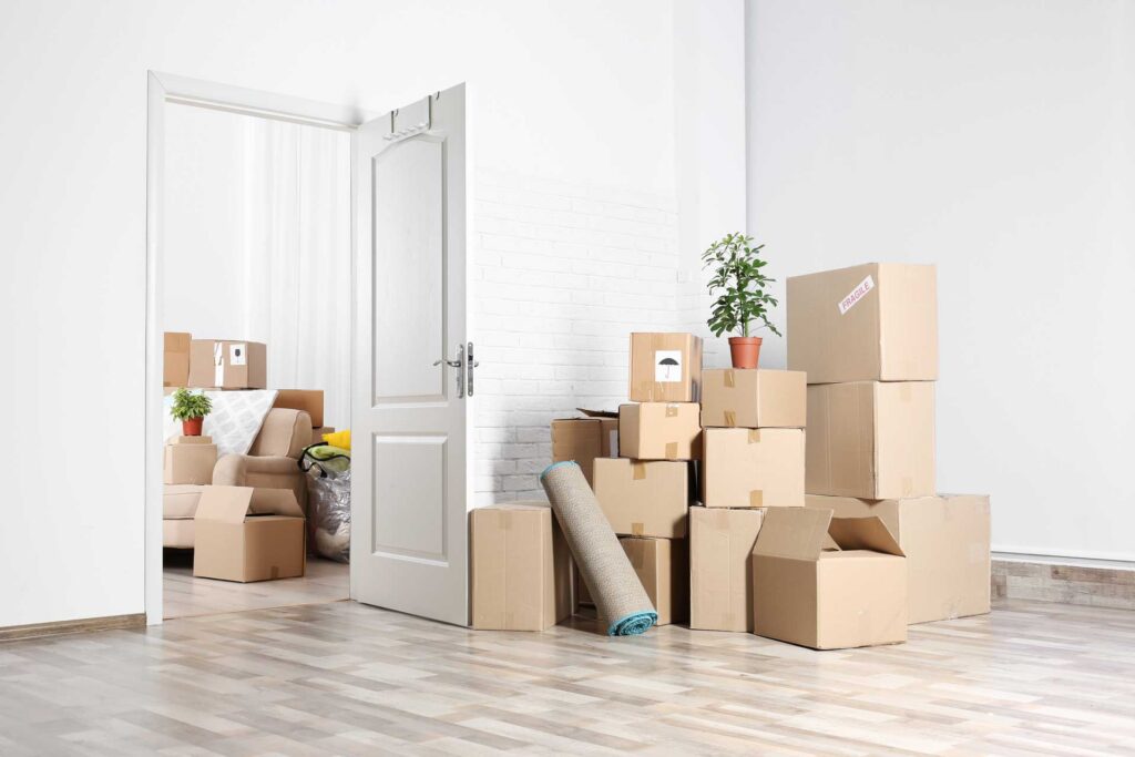 Boxes in a room after moving