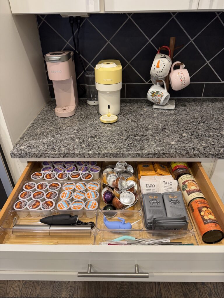 Coffee station with a drawer below