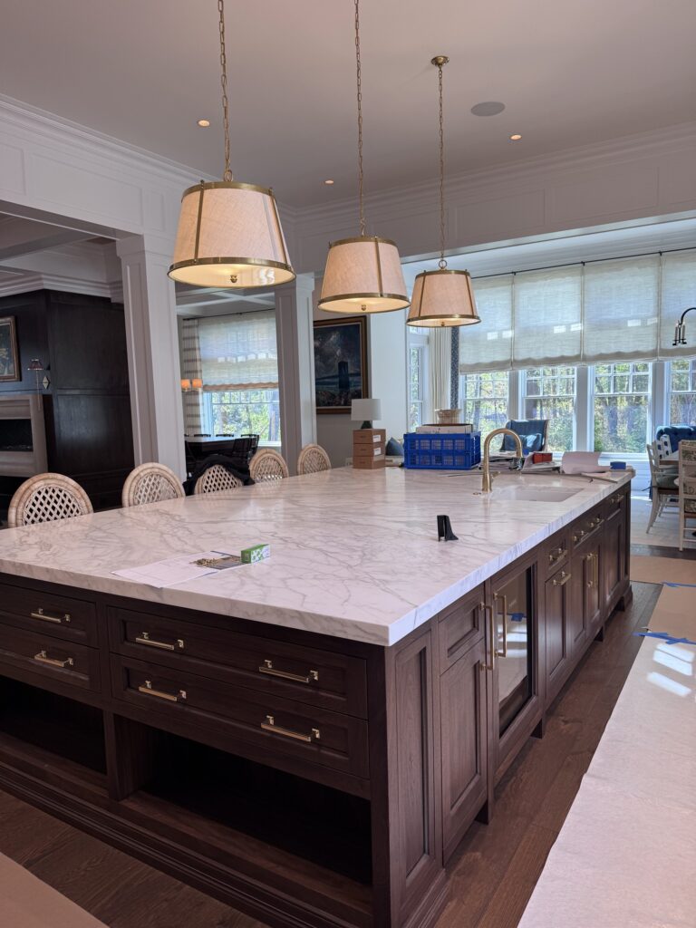 Large kitchen island with lots of storage