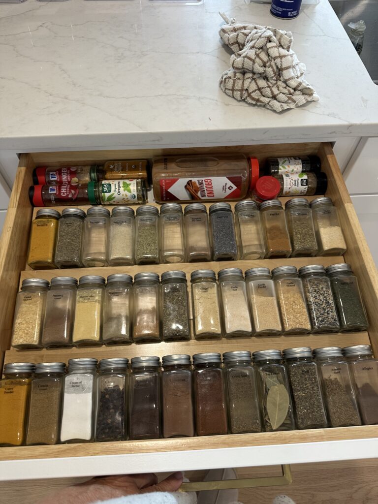 Kitchen drawer with spices