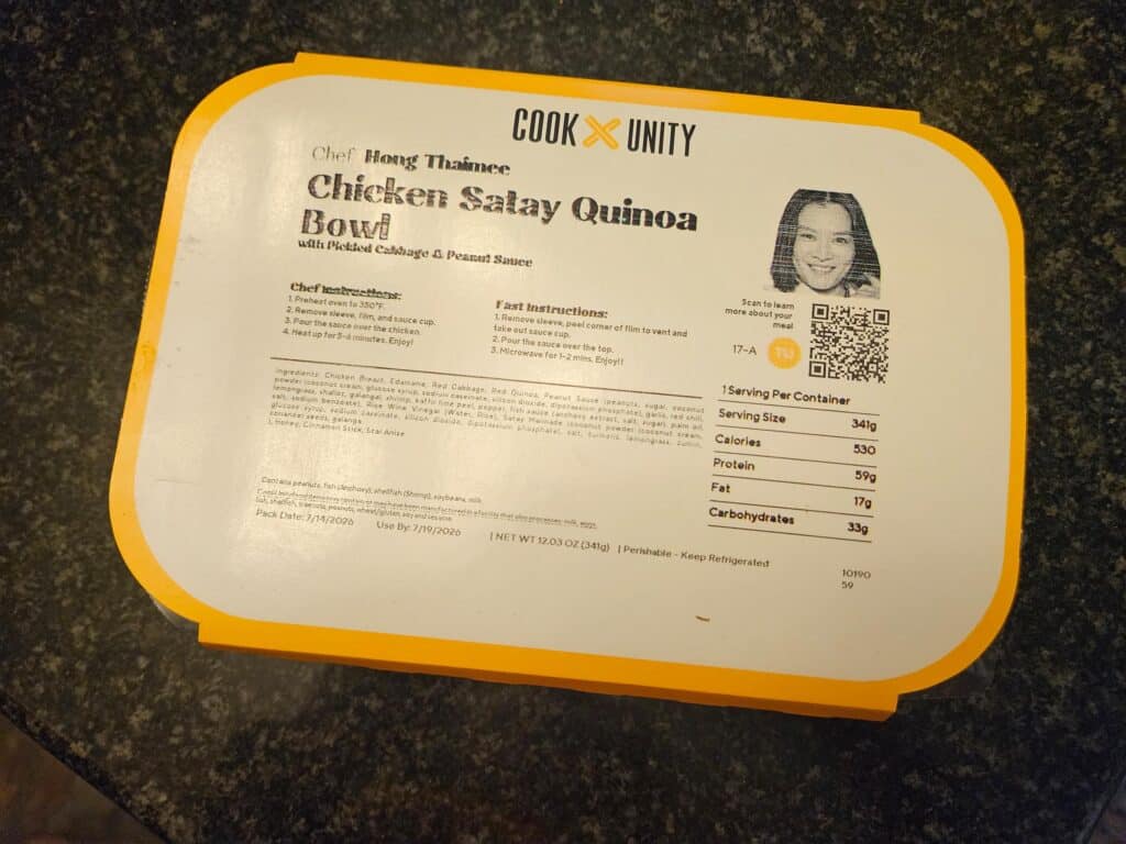 Packaged meal from CookUnity
