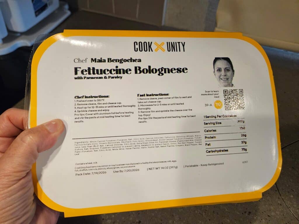 Packaged meal from CookUnity