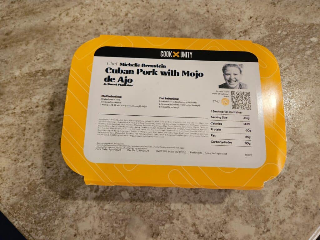 Packaged meal from CookUnity