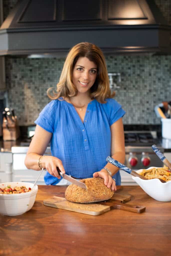 Elizabeth Harris doing meal prep in her kitchen